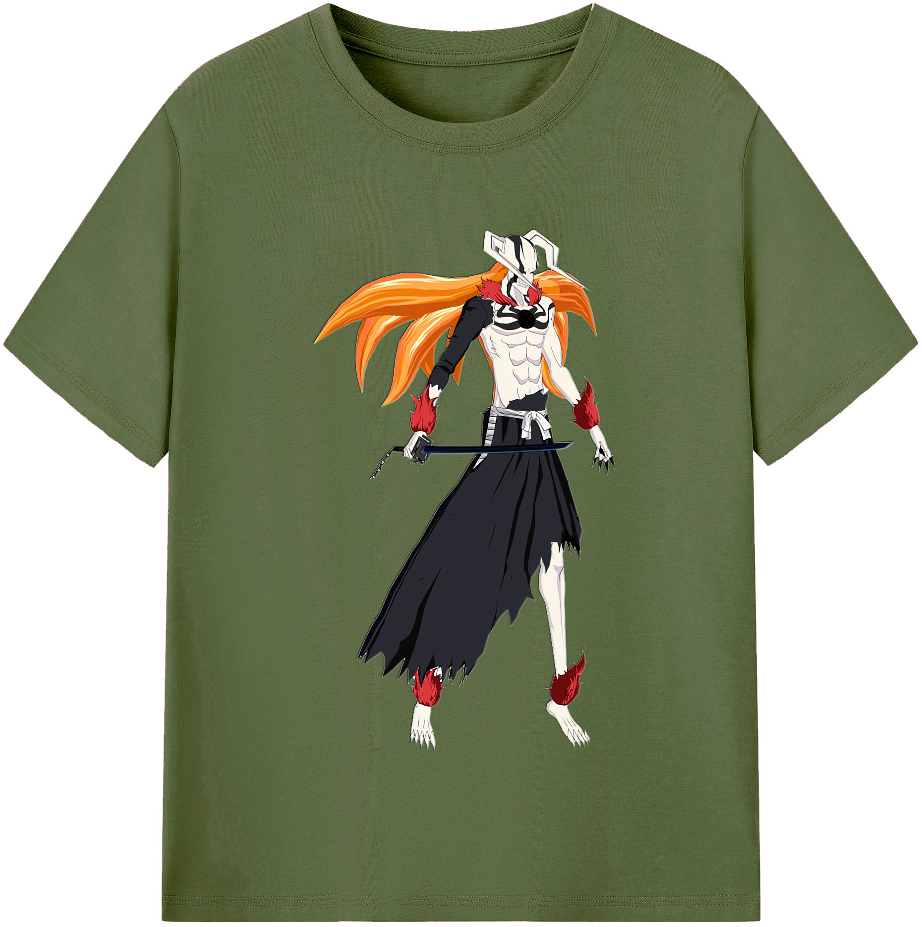 （画像用） ブリーチ 黒崎一護（くろさき いちご）BLEACH Kurosaki Ichigo 綿100％半袖Tシャツ（フロントプリント）